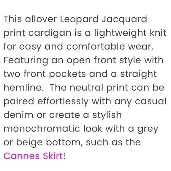 Cupcakes & Cashmere Cheyenne Leopard Jacquard Cardigan Sweater Lightweight Grey - Picture 11 of 11
